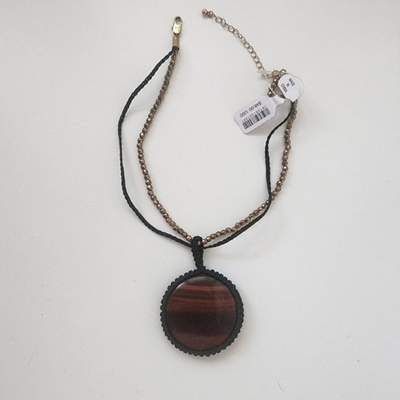 Free People Jewelry - NWT Free People Brandy Pendant Necklace Black Brow Gold